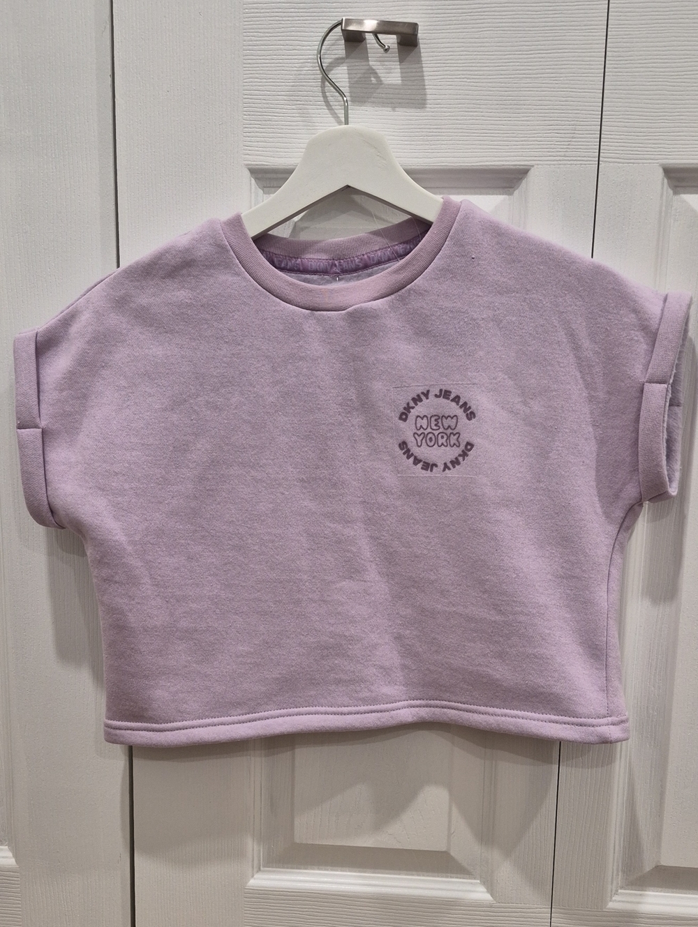Dkny Lavender Cropped Sweatshirt with Rolled Sleeves